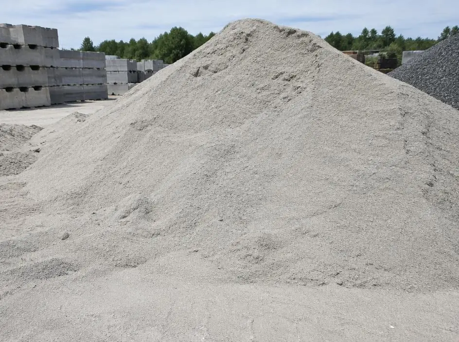 Heap of washed river sand at a supply yard